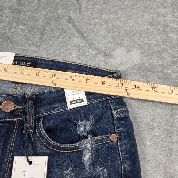 Judy Blue Jeans Womens 26 Skinny Fit Distressed Raw Hem Stretch Denim NEW - Picture 8 of 10